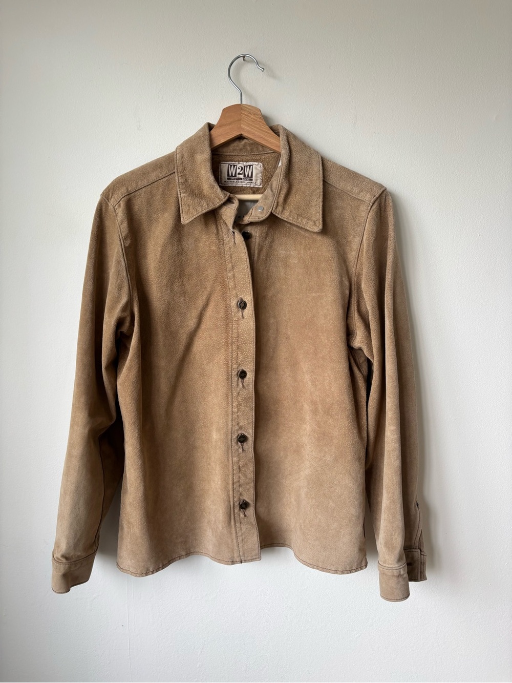 W2W Vintage Suede Button-Up Jacket - Tan